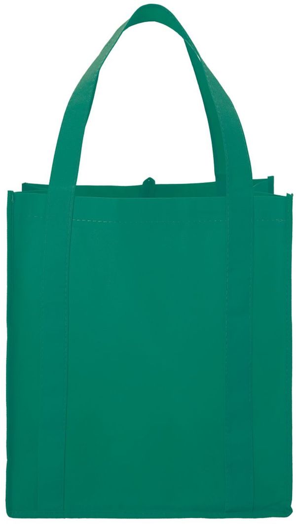 Am image of a Custom Hercules Non Woven Grocery Tote in Green!