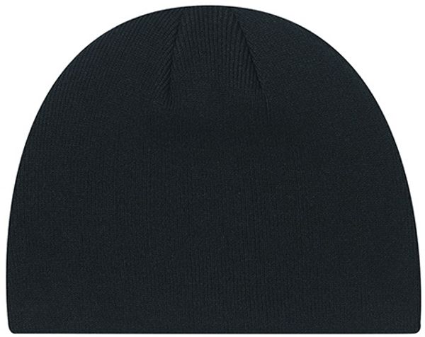 Am image of a Custom Acrylic Board Rib Knit Toque in Black!