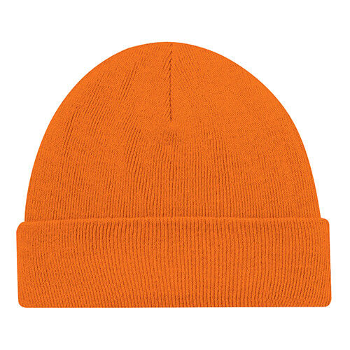 Acrylic Cuff Toque Rib knit in Fluorescent Orange