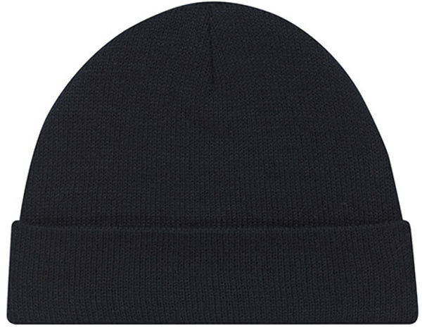 Am image of a Custom Acrylic Cuff Toque Jersey Knit in Black!
