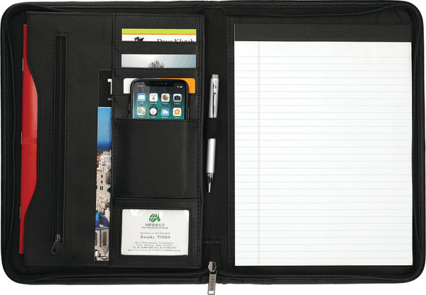 Am image of a Custom DuraHyde Zippered Padfolio in Black!