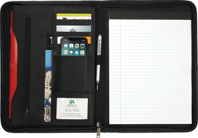 Am image of a Custom DuraHyde Zippered Padfolio in Black!