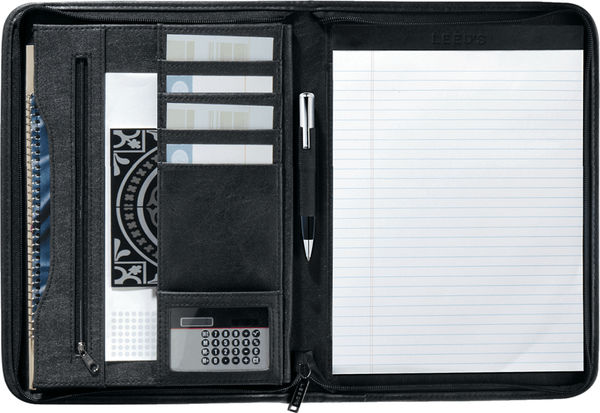 Am image of a Custom DuraHyde Zippered Padfolio in Blue!