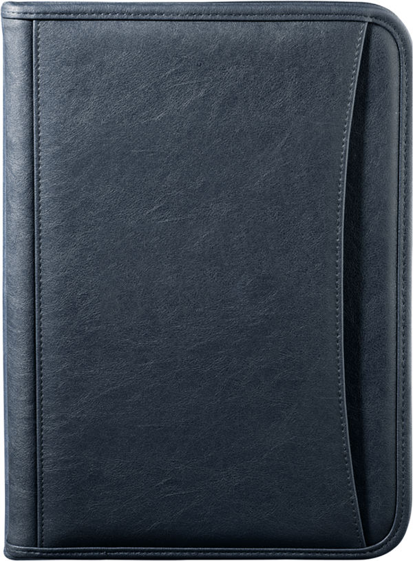 Am image of a Custom DuraHyde Zippered Padfolio in Blue!