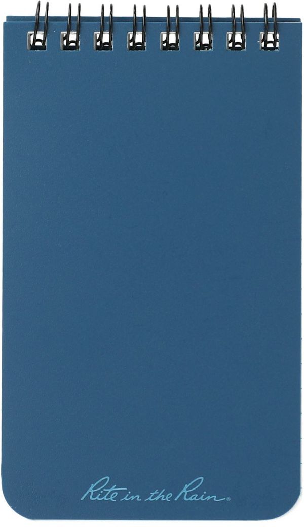 Am image of a Custom 3” x 5” Rite in the Rain Top Spiral Notebook in Blue!