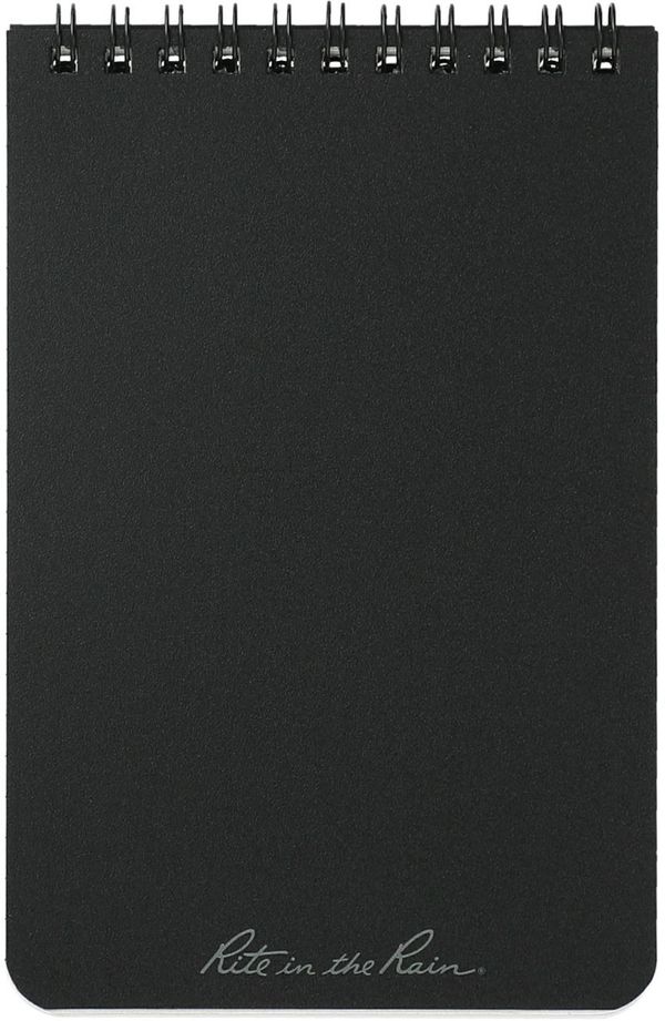 Am image of a Custom 4” x 6” Rite in the Rain Top Spiral Notebook in Black!