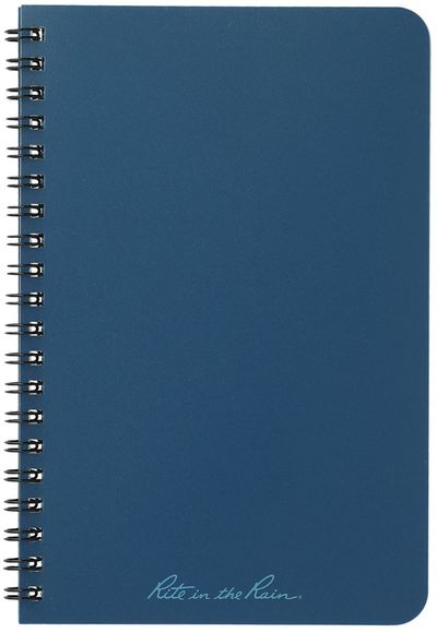 Am image of a Custom 4.6in x 7in Rite in the Rain Side Spiral Notebook in Blue!