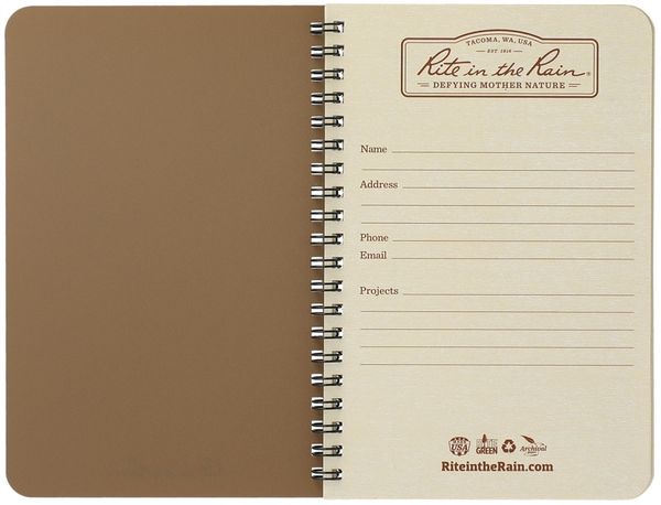 An image of a Custom 4.6in x 7in Rite in the Rain Side Spiral Notebook!