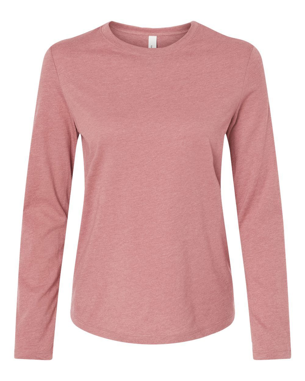 Bella and Canvas Womens Jersey Long Sleeve Tee in Heather Mauve