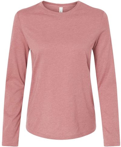 Am image of a Custom Bella and Canvas Womens Jersey Long Sleeve Tee in Heather Mauve!