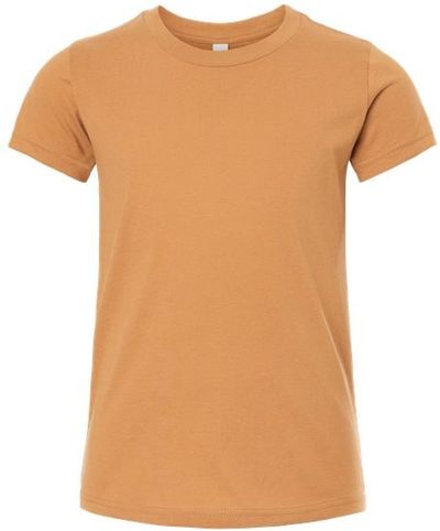 Am image of a Custom Bella and Canvas Youth Unisex Jersey Tee in Toast!