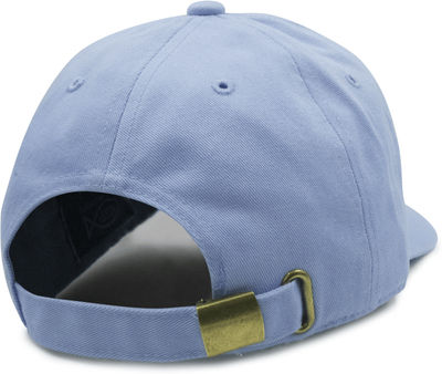 Am image of a Custom Nissi Washed Cotton Flat Bill Cap in Blue!