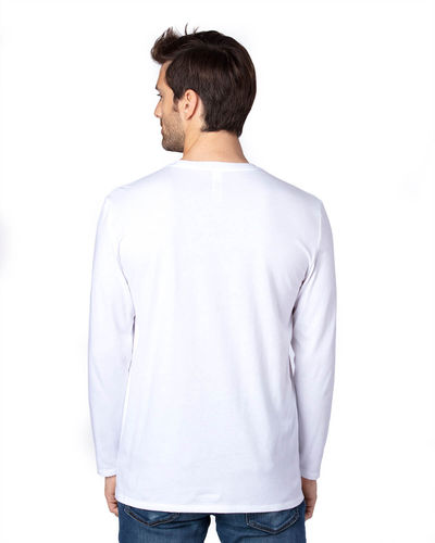 Am image of a Custom Threadfast Unisex Ultimate Long Sleeve T Shirt in White!