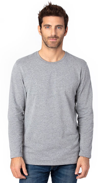 Am image of a Custom Threadfast Unisex Ultimate Long Sleeve T Shirt in Heather Grey!