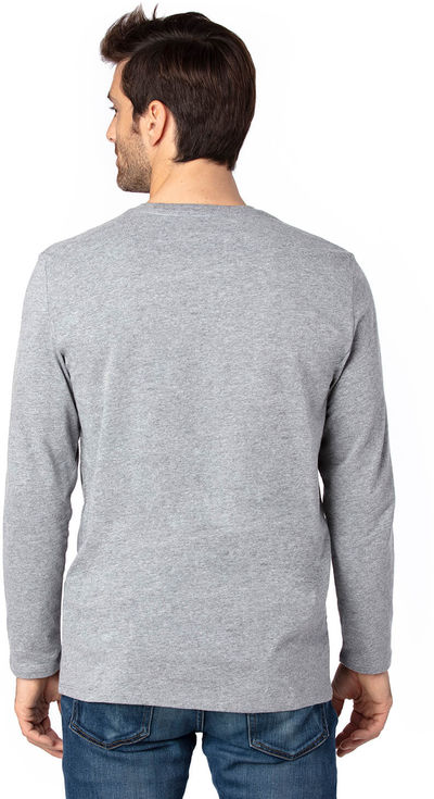 Am image of a Custom Threadfast Unisex Ultimate Long Sleeve T Shirt in Heather Grey!