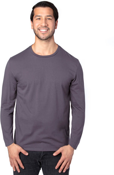 Am image of a Custom Threadfast Unisex Ultimate Long Sleeve T Shirt in Graphite!