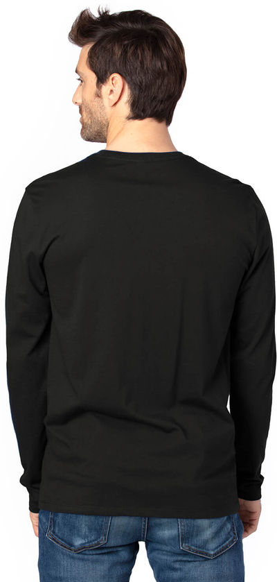 Am image of a Custom Threadfast Unisex Ultimate Long Sleeve T Shirt in Black!