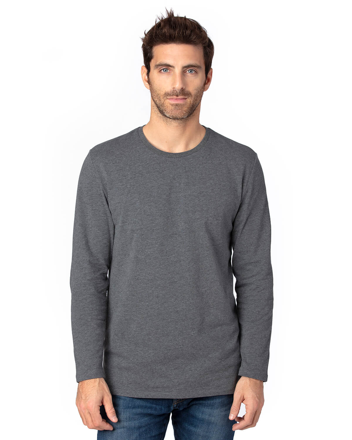 Threadfast Unisex Ultimate Long Sleeve T Shirt in Charcoal Heather