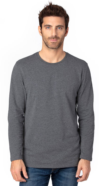 Am image of a Custom Threadfast Unisex Ultimate Long Sleeve T Shirt in Charcoal Heather!