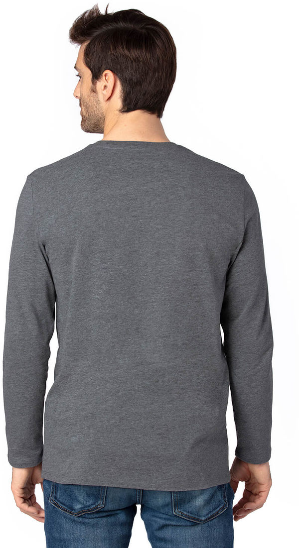 Am image of a Custom Threadfast Unisex Ultimate Long Sleeve T Shirt in Charcoal Heather!