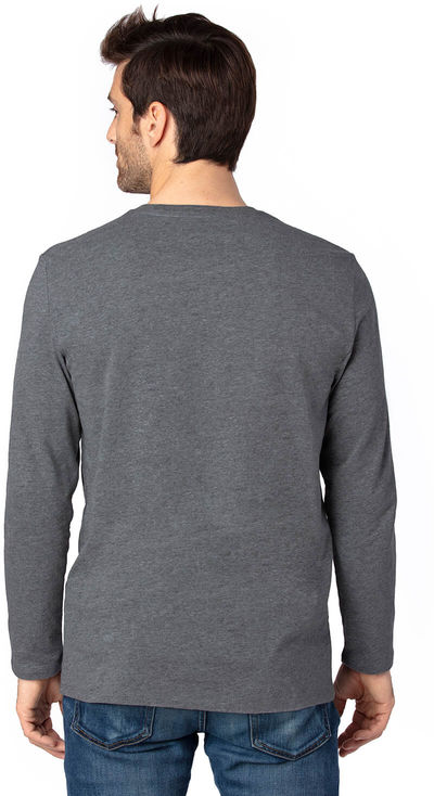 Am image of a Custom Threadfast Unisex Ultimate Long Sleeve T Shirt in Charcoal Heather!