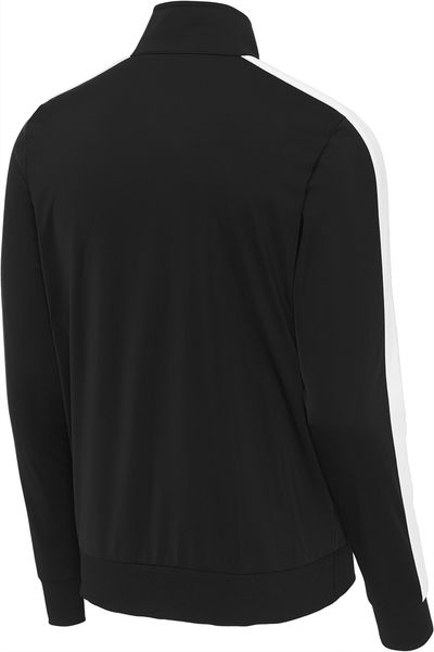 Am image of a Custom SportTek Tricot Track Jacket in Black/White!