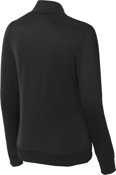 Am image of a Custom SportTek Ladies Tricot Track Jacket in Black/Black!