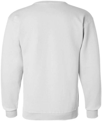 Am image of a Custom Champion Powerblend® Crewneck Sweatshirt in White!