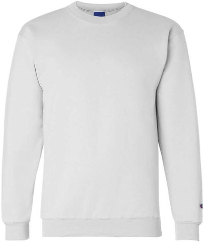 Am image of a Custom Champion Powerblend® Crewneck Sweatshirt in White!