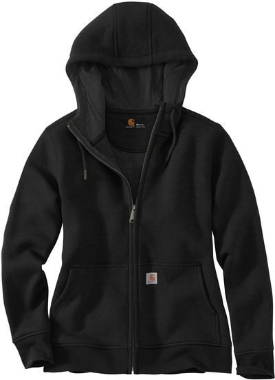 Am image of a Custom Carhartt Womens Clarksburg Full Zip Hoodie in Black!