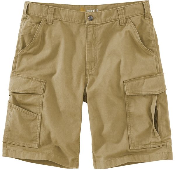 Am image of a Custom Carhartt Rugged Flex Rigby Cargo Short in Dark Khaki!