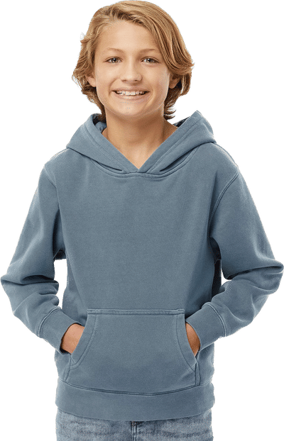 An image of a Custom Independent Trading Co Youth Midweight Pigment Dyed Hooded Sweatshirt!