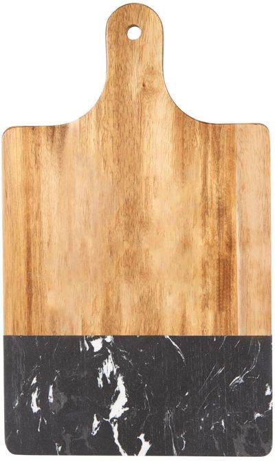 Am image of a Custom Black Marble and Wood Cutting Board in Black!