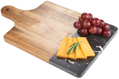 An image of a Custom Black Marble and Wood Cutting Board!
