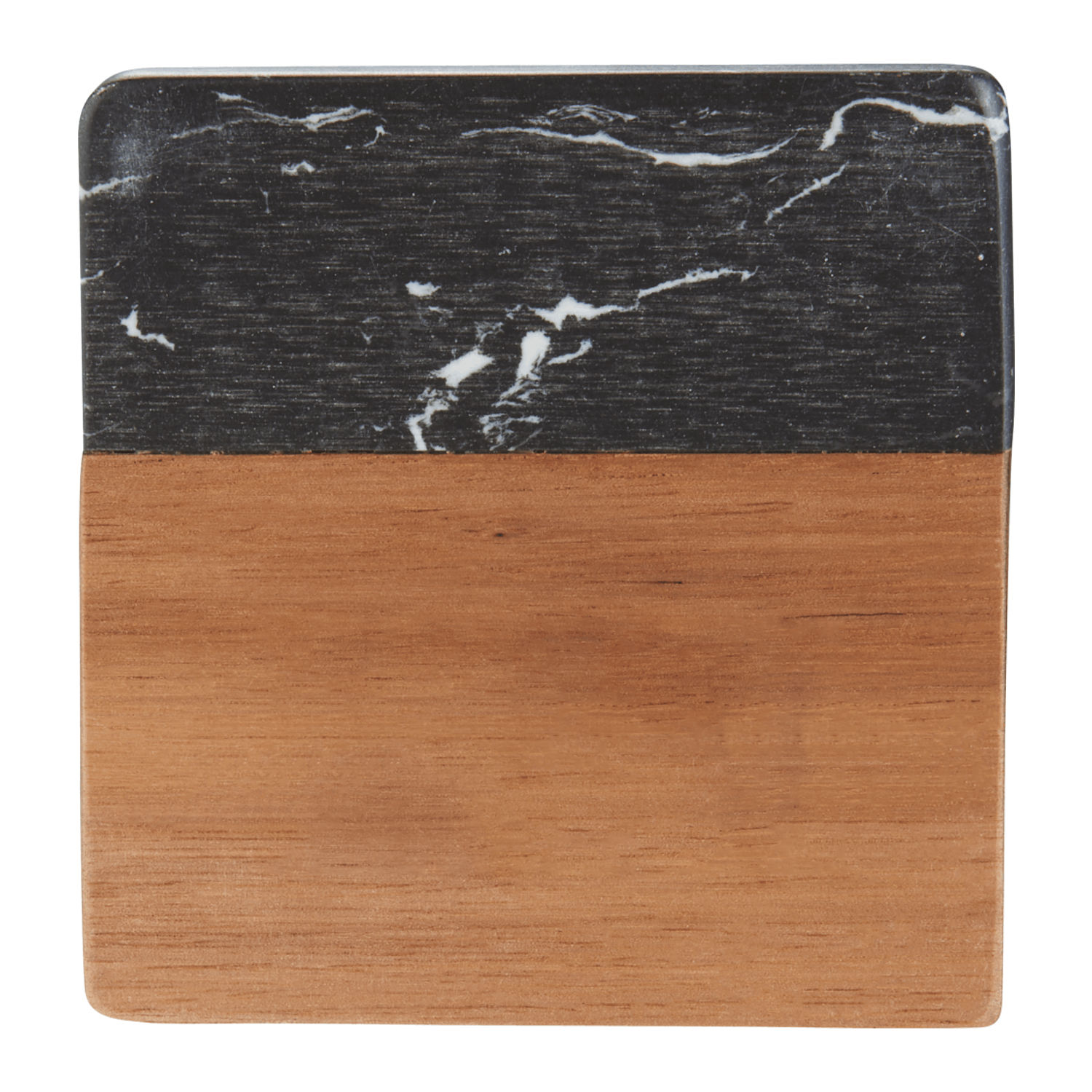 Custom Black Marble and Wood Coaster Set Coastal Reign