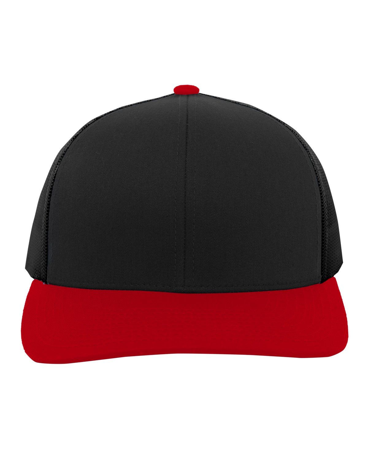 Pacific Headwear Trucker Snapback Hat in BLACK/ RED/ BLK