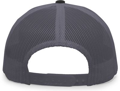 Am image of a Custom Pacific Headwear Trucker Snapback Hat in BLACK/ GRAPHITE!