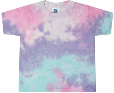 Am image of a Custom TieDye Ladies Cropped TShirt in COTTON CANDY!