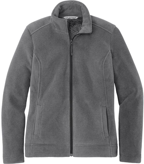Am image of a Custom Port Authority Ladies Ultra Warm Brushed Fleece Jacket in Gusty Grey/Sterling Grey!