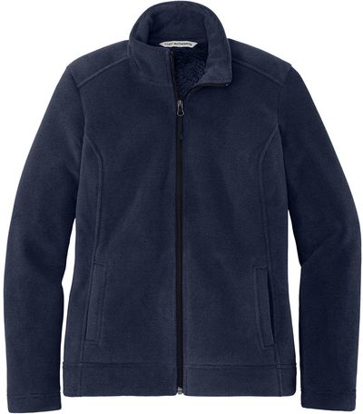 Am image of a Custom Port Authority Ladies Ultra Warm Brushed Fleece Jacket in Insignia Blue/River Blue!