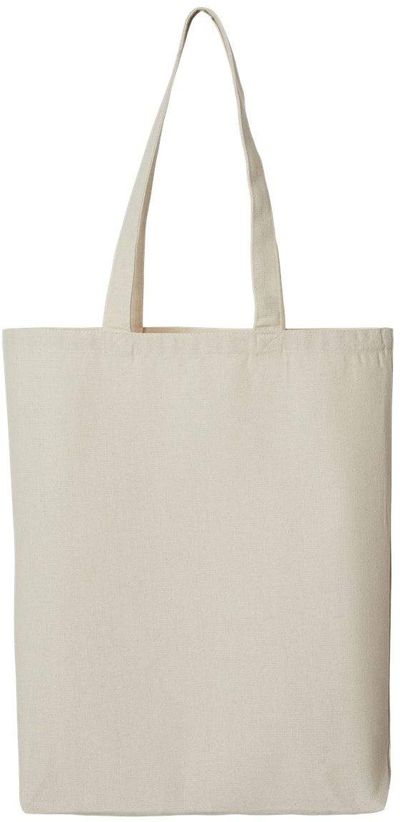 Am image of a Custom OAD Midweight Recycled Cotton Gusseted Tote in Recycled Natural!