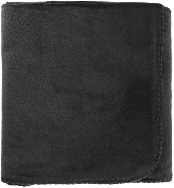 Am image of a Custom 100 Percent Recycled PET Fleece Blanket with RPET Pouch in Black!