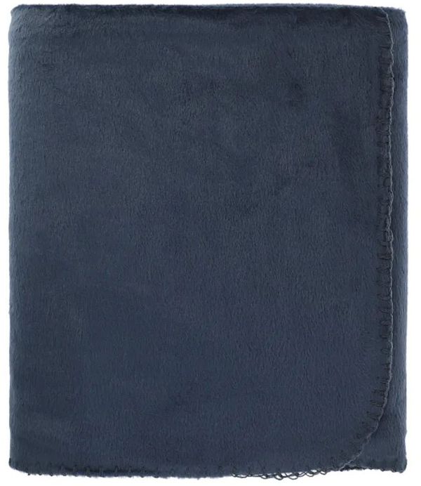Am image of a Custom 100 Percent Recycled PET Fleece Blanket with RPET Pouch in Navy!