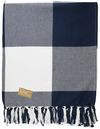 Am image of a Custom Field & Co. 100 Percent Organic Cotton Check Throw Blanket in Navy!