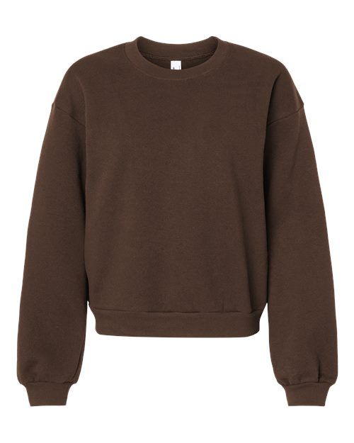 American Apparel ReFlex Womens Fleece Crewneck Sweatshirt in Brown