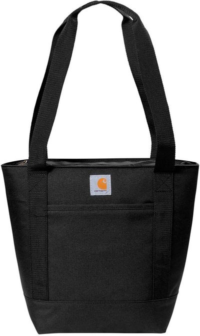 Am image of a Custom Carhartt Tote 18 Can Cooler in Black!