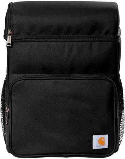 Am image of a Custom Carhartt Backpack 20 Can Cooler in Black!