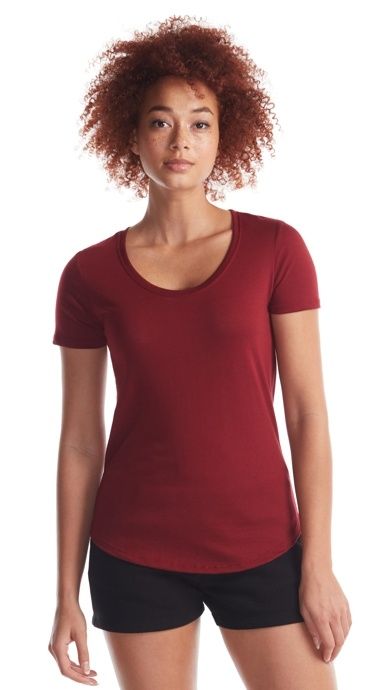 Jerico Ladies Bamboo Relaxed Fit Scoop Bottom T Shirt in Bordeaux