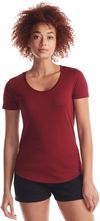 Am image of a Custom Jerico Ladies Bamboo Relaxed Fit Scoop Bottom T Shirt in Bordeaux!
