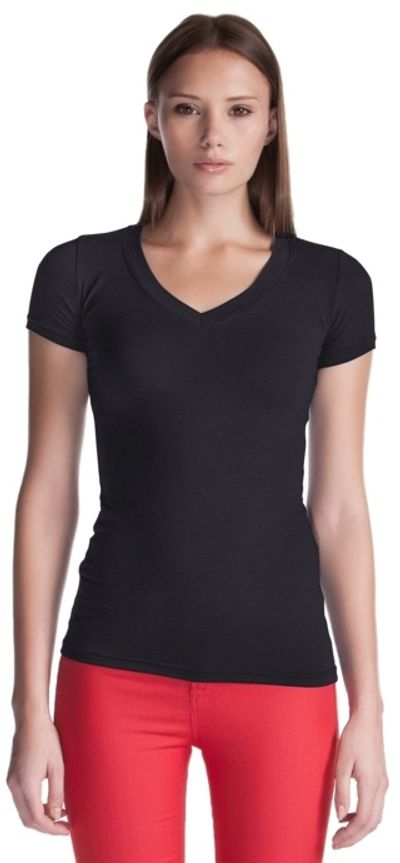 Am image of a Custom Jerico Bamboo Stretch Deep V Neck in Black!